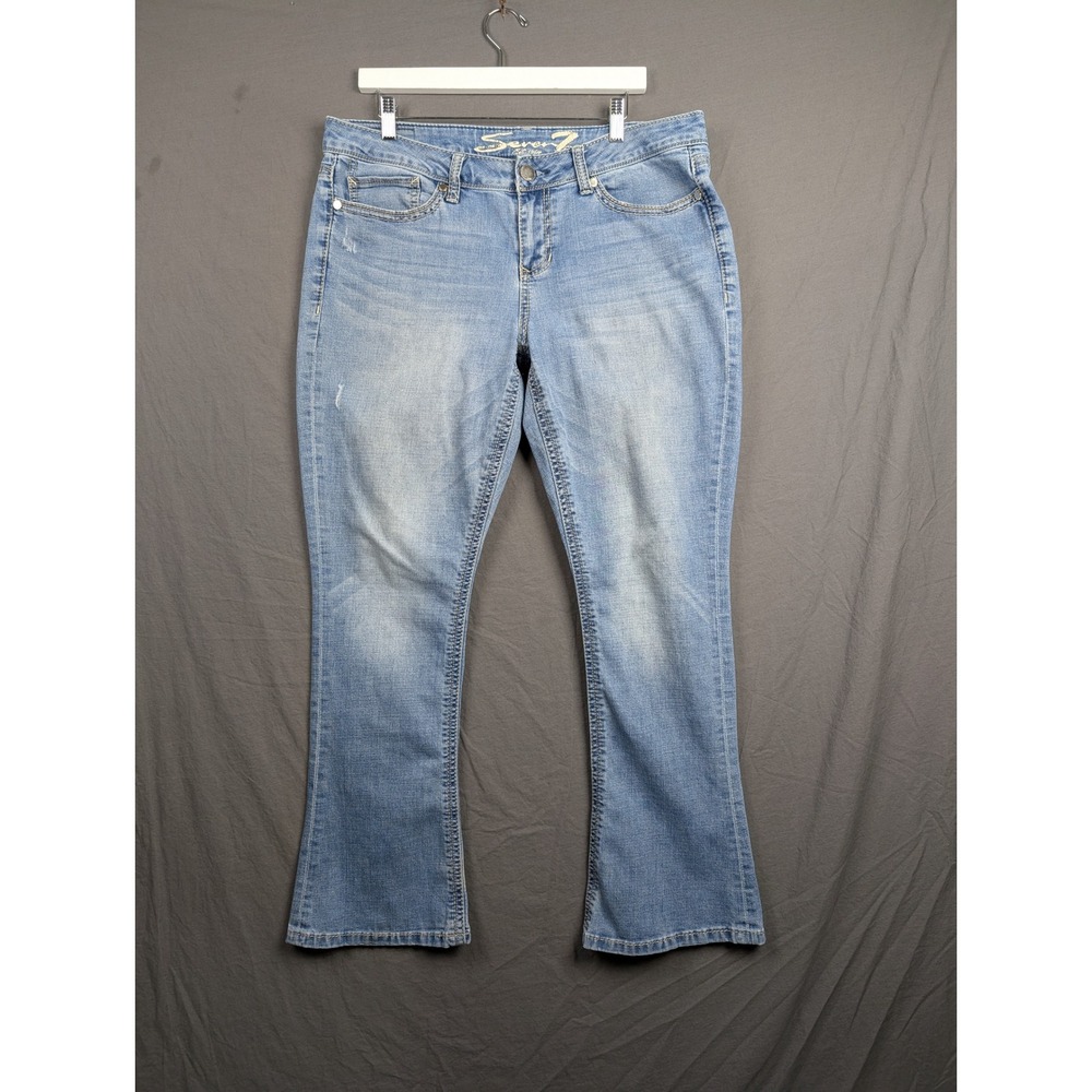 Seven7 Womens Bootcut Jeans Blue Denim Stretch Mid Rise Casual Size 14
